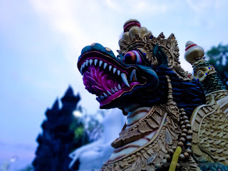 Dragon Statue At The Front Of Courtyard Gardens At Buddhist Temple North Bali Indonesia