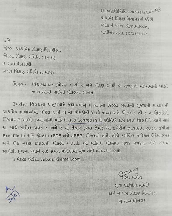Gujarat Vidyasahayak Bharti 2021 Teachers Jobs