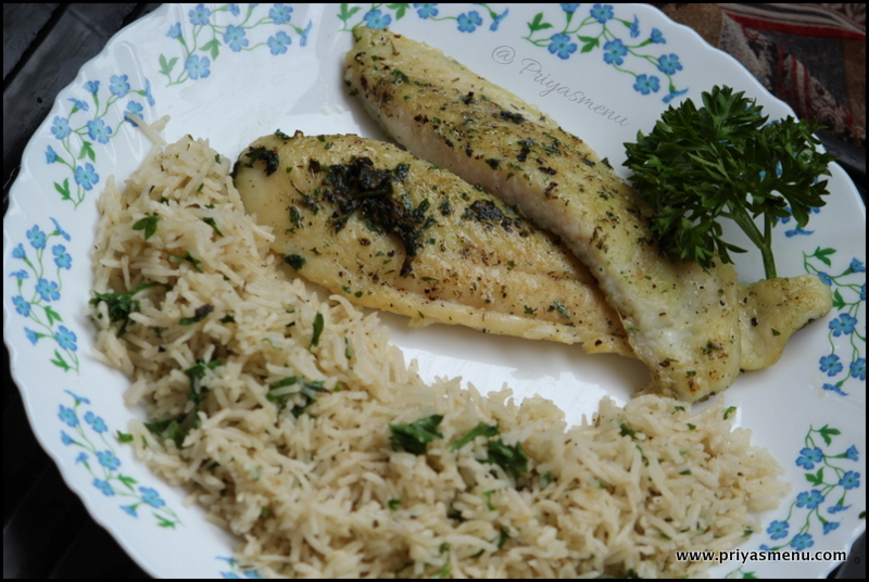 Priya's Menu Yum Yum Yummy food for Food lovers Herbed Rice and Fish