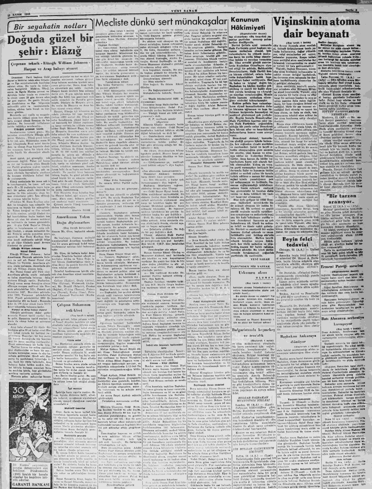 12 Kasım 1949 Yeni Sabah Tam Metin