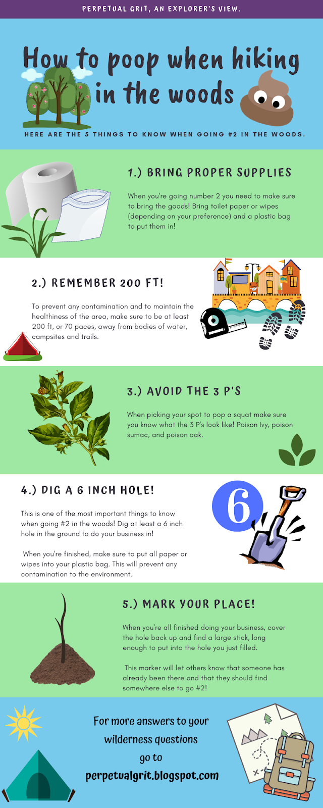 [Infographic] How to poop when hiking in the woods