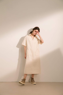 小眾生活壓線大口袋洋裝-牧羊人