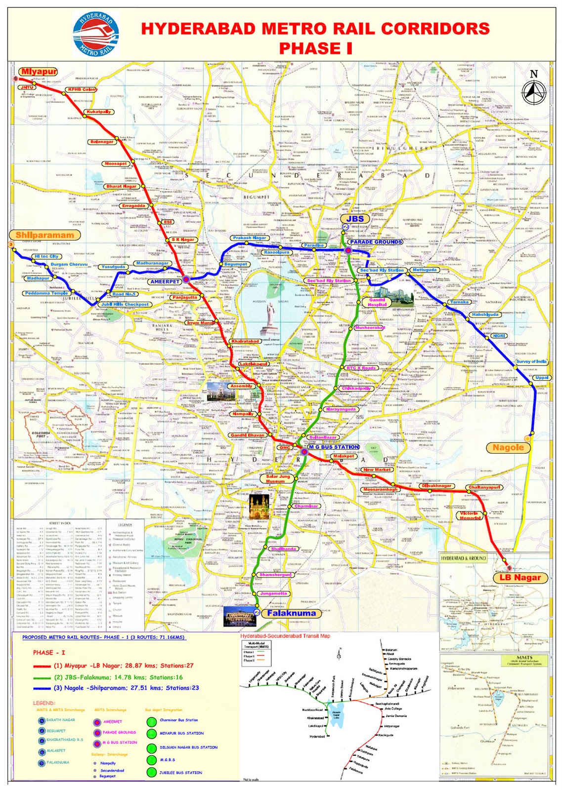 Hyderabad Metro Maps,Fare,Train Timings and more... Route