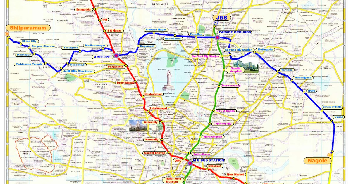 Hyderabad Metro Maps Fare Train Timings And More Route Map Of Hyderabad Metro Rail