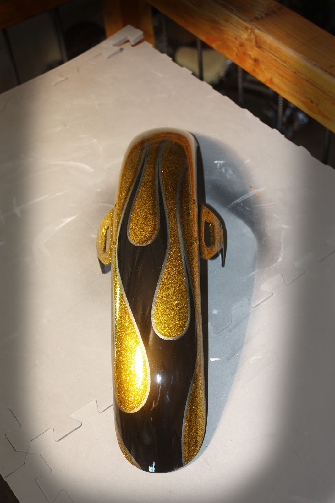 Online Motorcycle Paint Shop Gold Metal Flake with black flames
