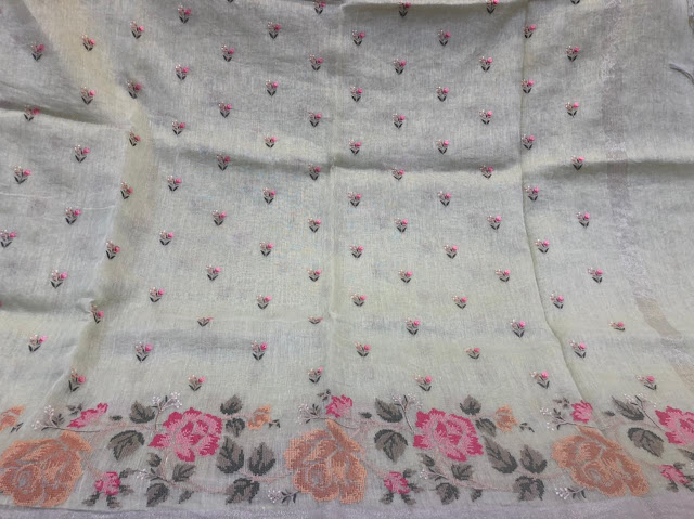 Sohum Sutras: Linen embroidered saree