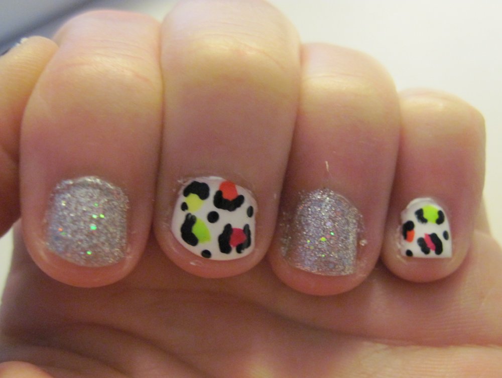 aka Bailey: Neon Glitter Leopard Nails