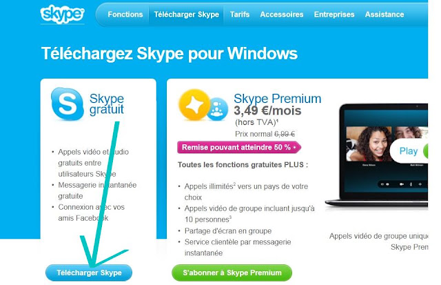 Astuces pour Skype: 4 ème étape : choisir Skype gratuit