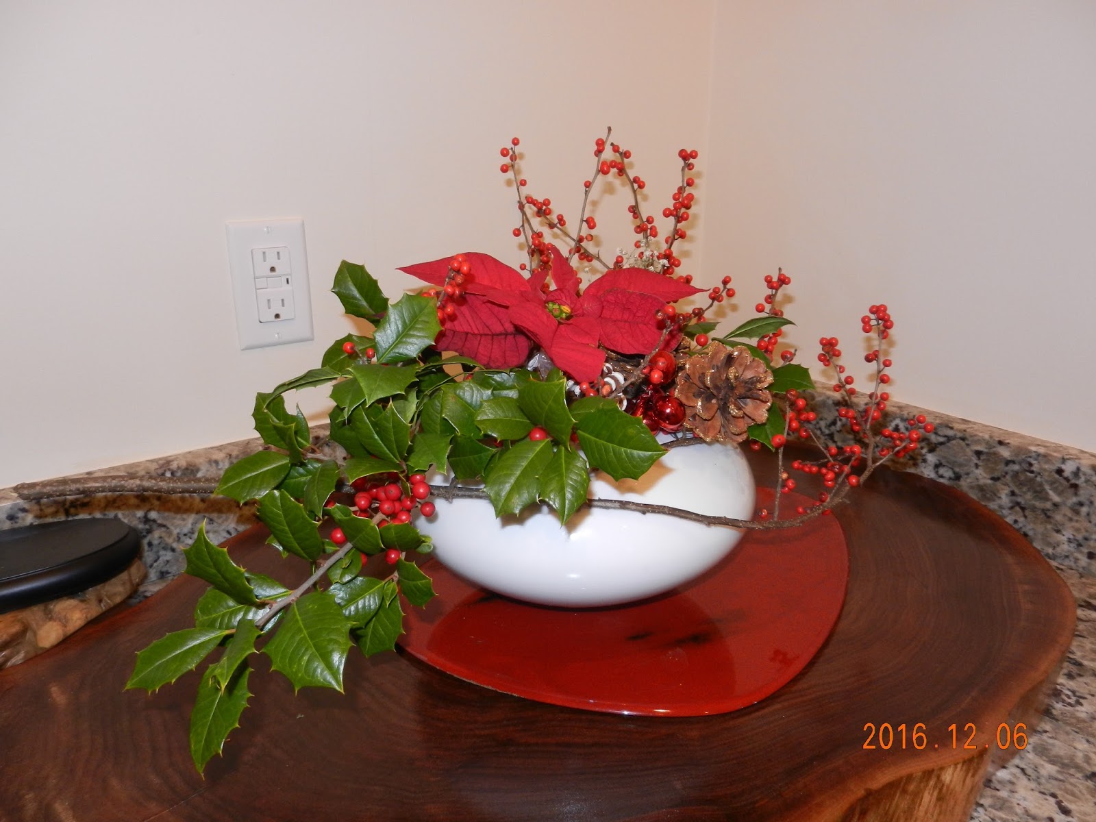 Orchids and Ikebana Holiday Arrangement for Christmas