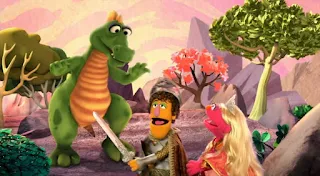 Princess Lucinda Lula encounters a dragon. Sesame Street Episode 4418 The Princess Story season 44