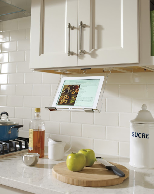 Tablet Holder under cabinet :: OrganizingMadeFun.com