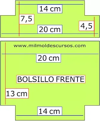BOLSILLO DE FRENTE DEL BOLSO GRANDE en MIL MOLDES