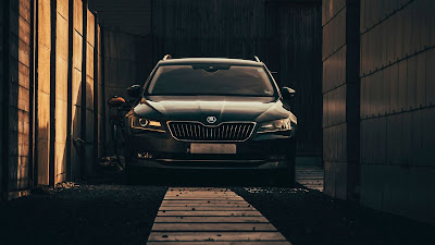 Skoda HD wallpaper, black car, front view Skoda HD wallpaper, black car, front view