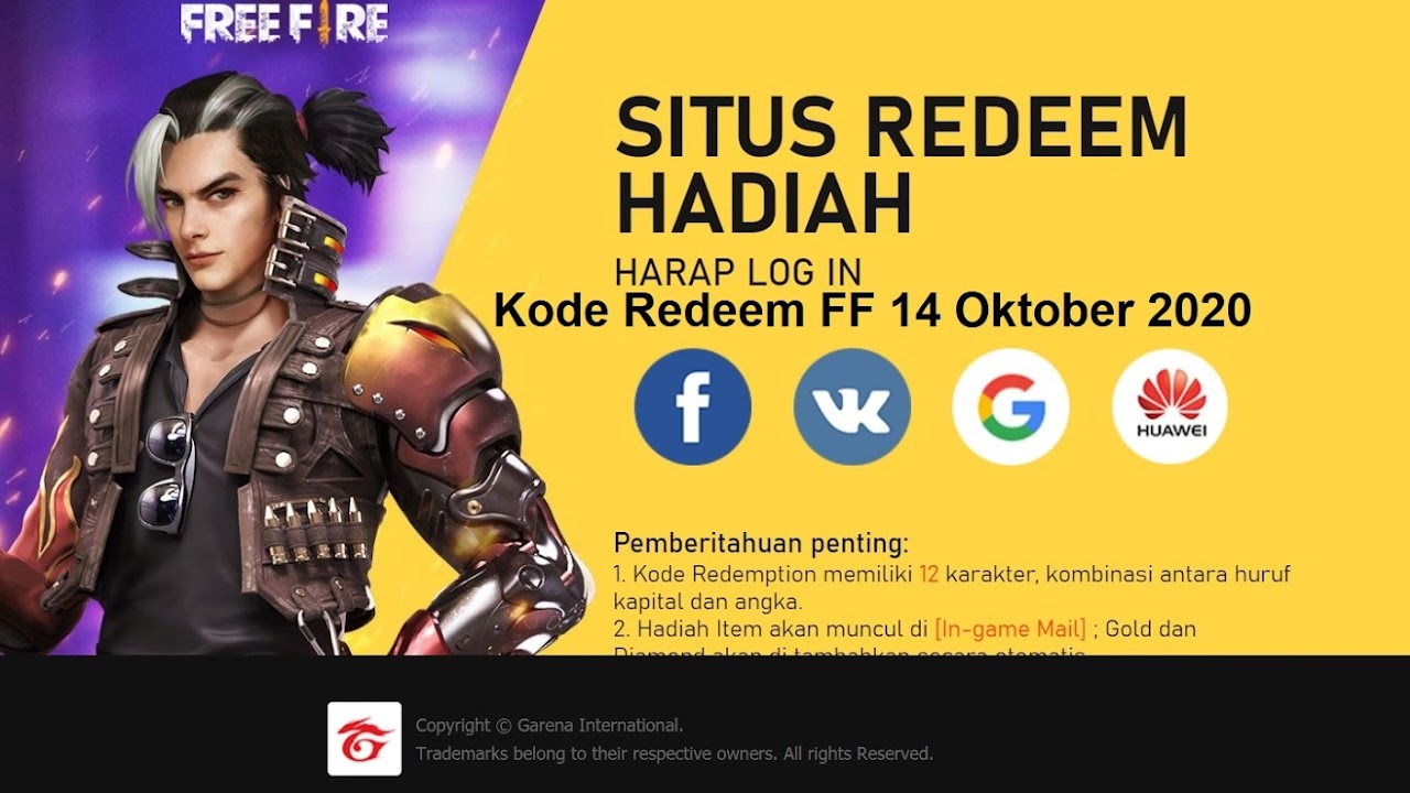 Kode Redeem Free Fire Ff Terbaru Oktober 2020 Ikhtisar Net