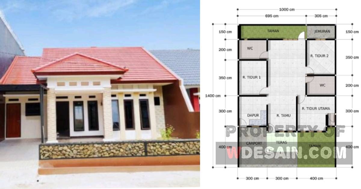 Desain Rumah Ukuran 10x14 1 Lantai