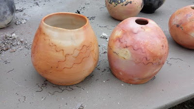 Beautiful saggar fired raku pottery.