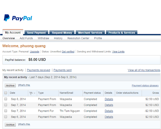 PayPal Kiếm tiền trên điện thoại Android