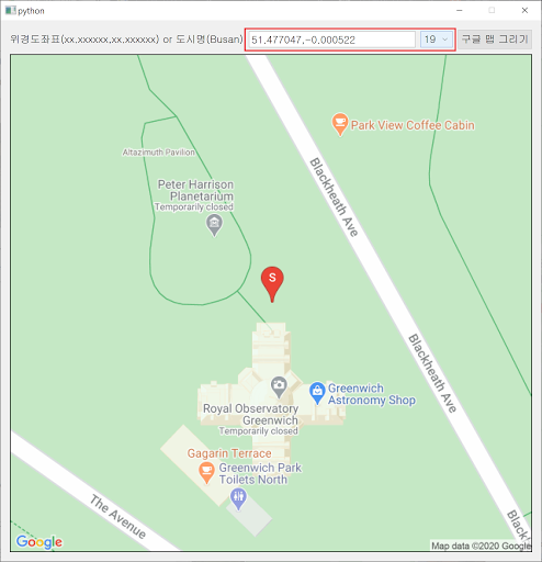 파이썬 예제 (Google Map + Python)