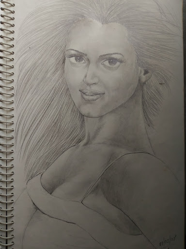 Pencil drawing woman face