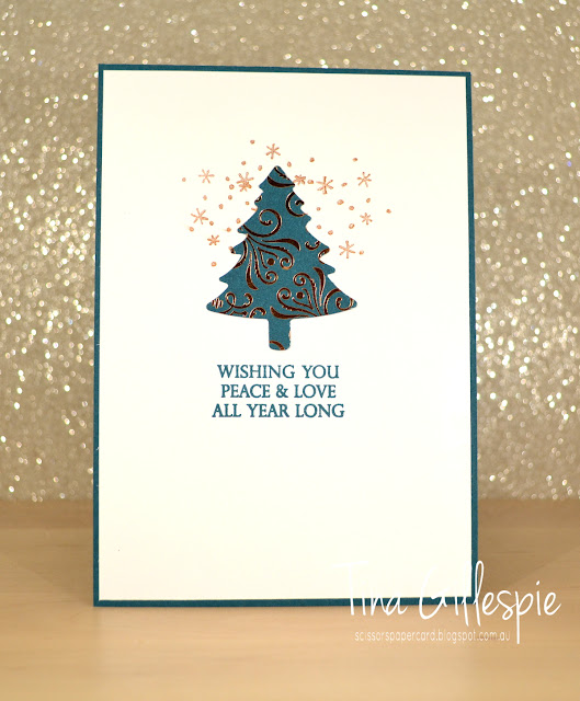 scissorspapercard, Stampin' Up!, Art With Heart, Heart Of Christmas, Merry Christmas To All, Elfie, Brightly Gleaming SDSP, Copper Foil, Pine Tree Punch, Rectangle Stitched Dies, Celestial Copper Delicata Ink