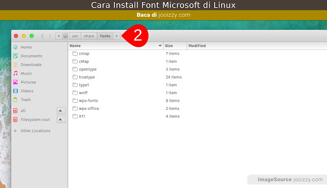 Folder Fonts di Linux