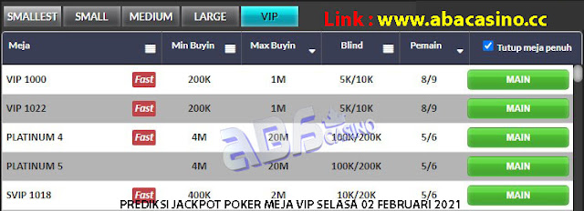 Prediksi Jackpot Poker Meja VIP Selasa 02 Februari 2021