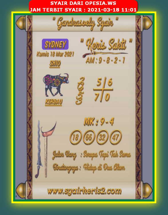 Syair Harian Sdy 18 Maret 2021 - Kode Syair Sgp Hk Sd Motesia