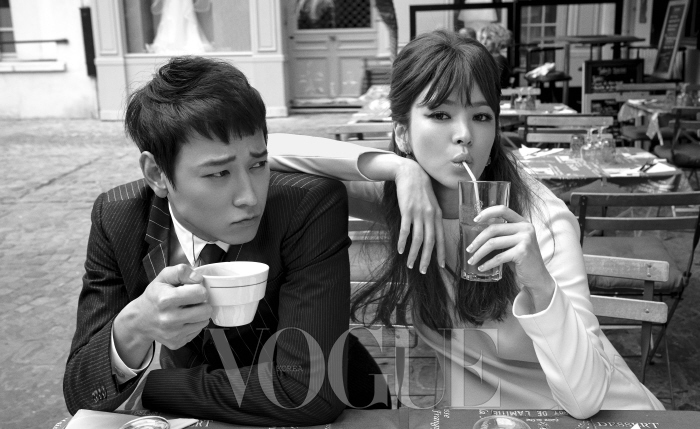 Kang Dong Won and Song Hye Kyo in Paris for Vogue Korea September 2014
