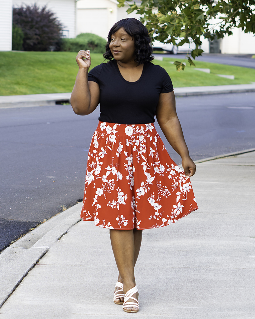 Made by a Fabricista: Crimson Red Flowy Gathered Skirt