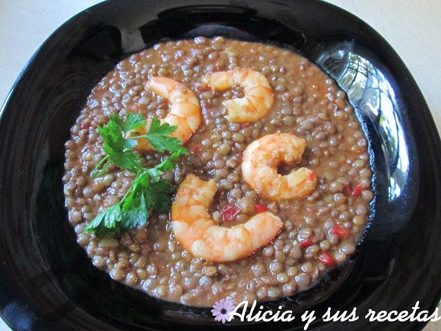 LENTEJAS GUISADAS CON LANGOSTINOS