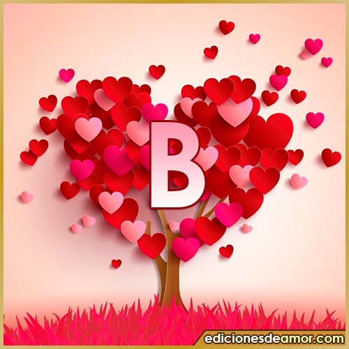 árbol de corazones con letra B