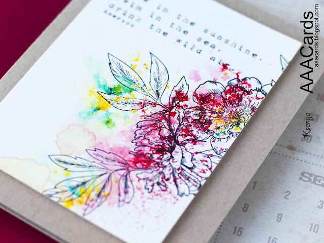 Brusho Crystal Coloured Floral Card