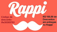 Cupom de desconto Rappi app aplicativo pedir comida lanche restaurante Rappi