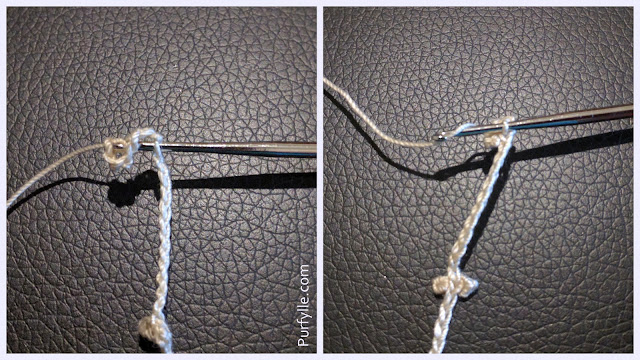 How to crochet mirrored picots - pick up the dropped loop and pull through, yarn over and pull through to complete the mirrored picot