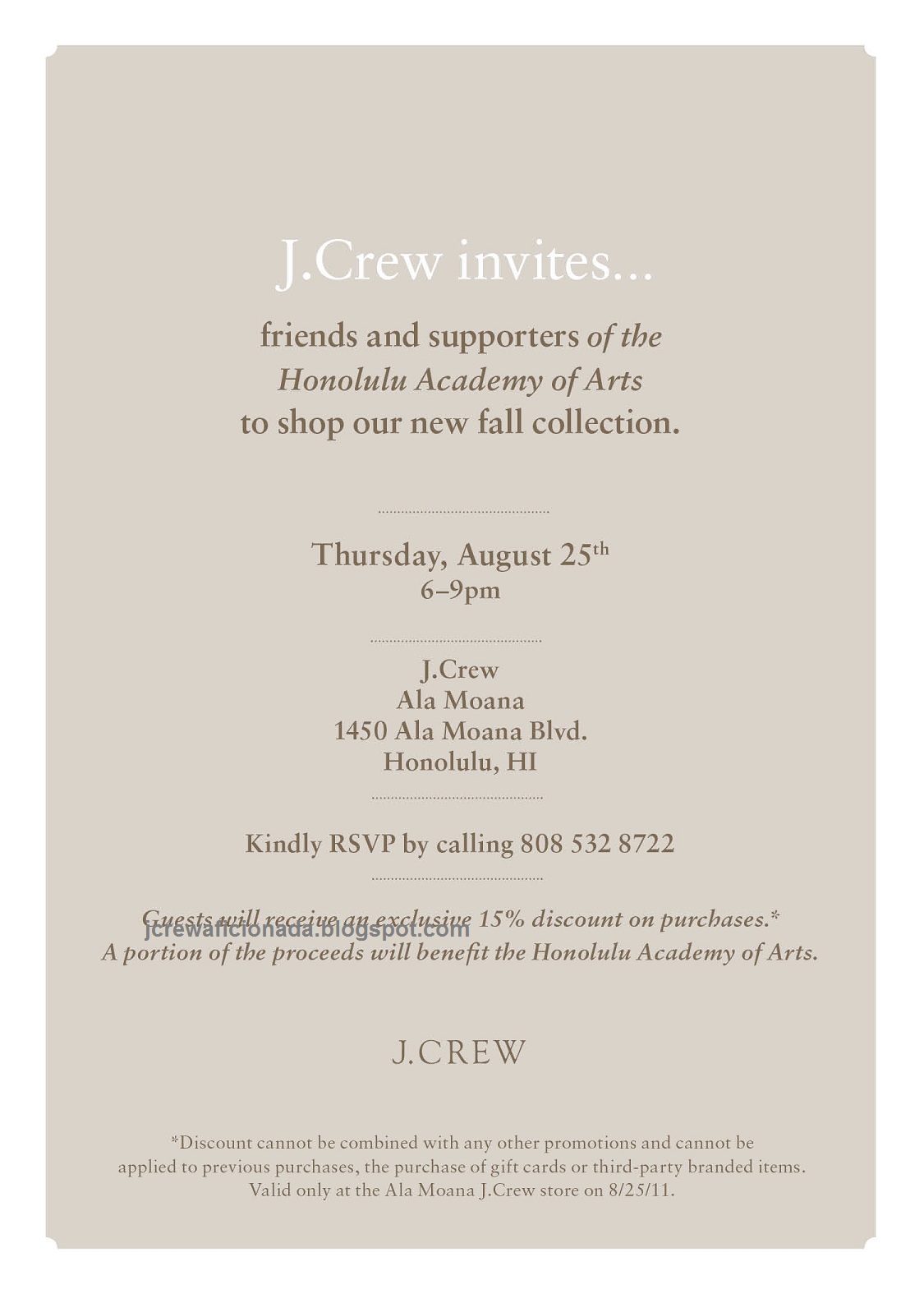 J.Crew Aficionada J.Crew Shopping Benefit for HAA {Honolulu, HI}