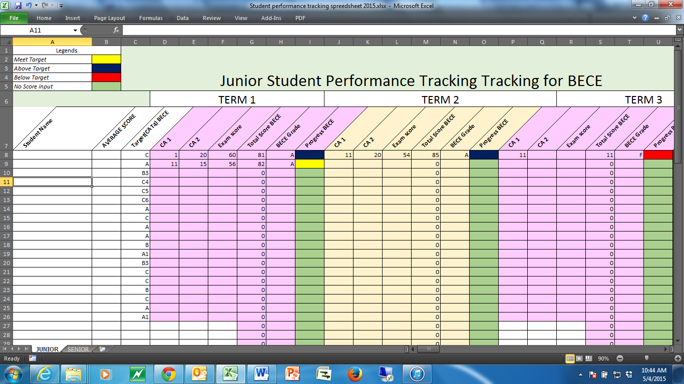 spreadsheet in education