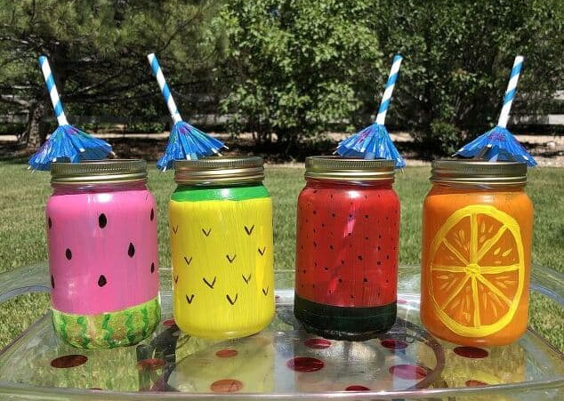DIY Mason Jar Fruit Glasses and Cute Pineapple Printables - Crafts a la mode