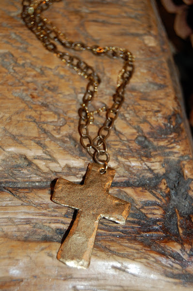 Brass Cross Necklace 32"