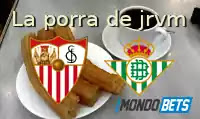 Porra Bitcoin Sevilla CF vs Real Betis en el blog de jrvm Plato con porras y chocolate y escudos