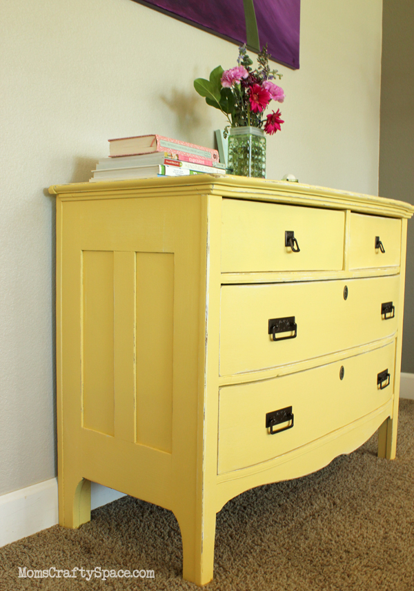 Yellow Painted Vintage Dresser Makeover Happiness Is Homemade