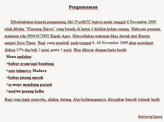 Pengertian dan Contoh Pengumuman 2018 Mei 2018 