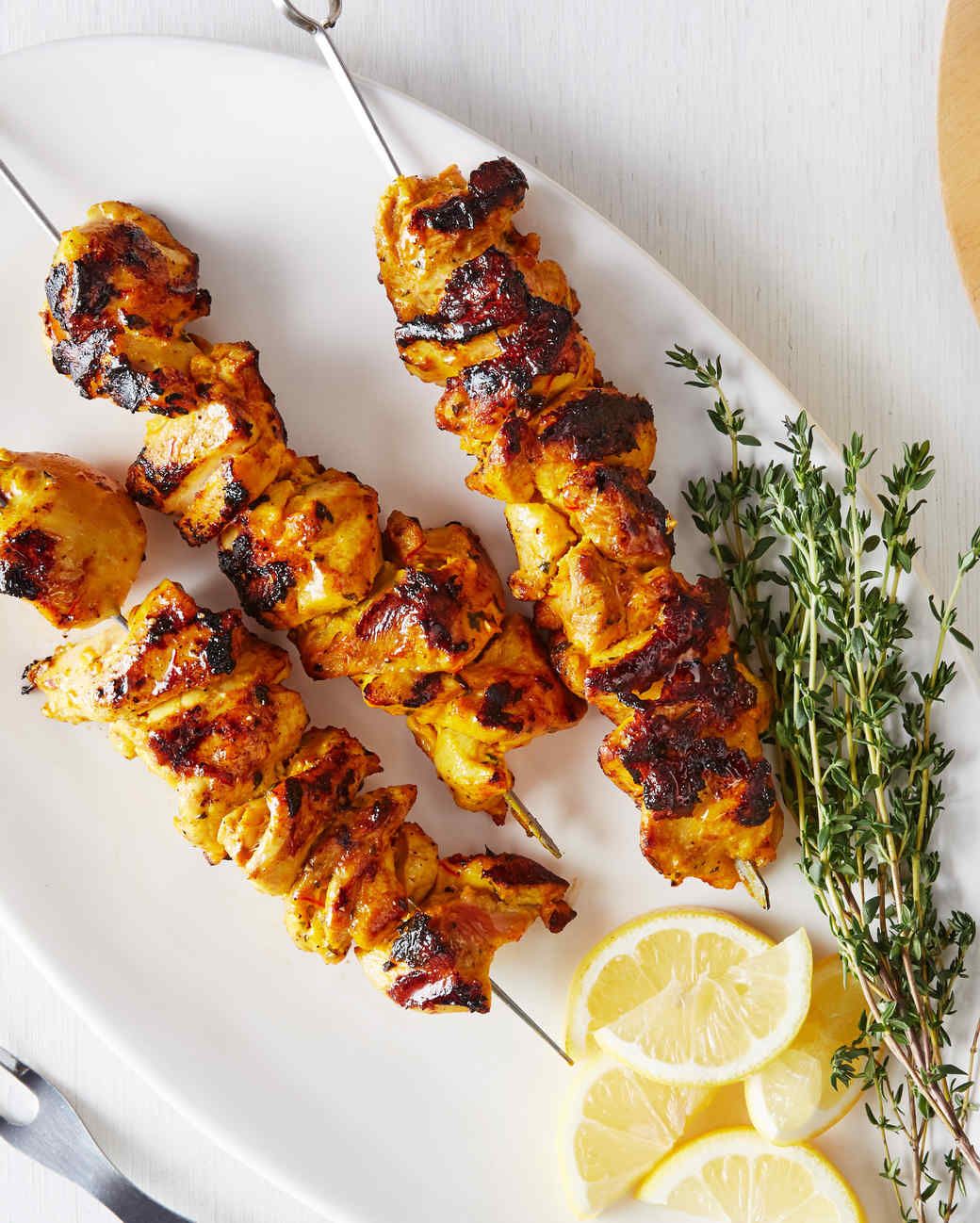 SaffronYogurt Chicken Kebabs