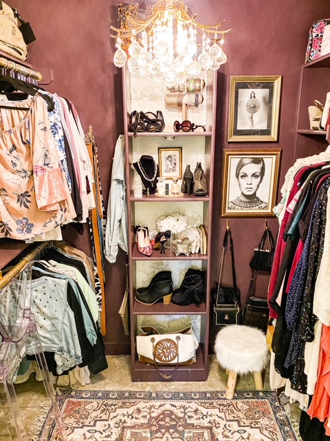 jewel tones in walk in closet