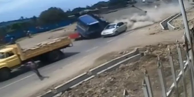 Speeding Lorry Loses Control, Crashes into Multiple Cars on Magadi Road [VIDEO]