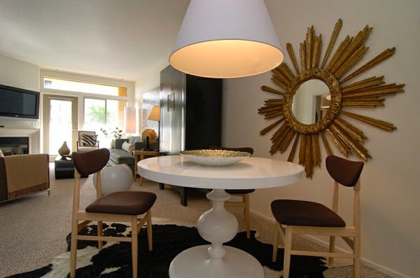 Large pendant lights in the dining room
