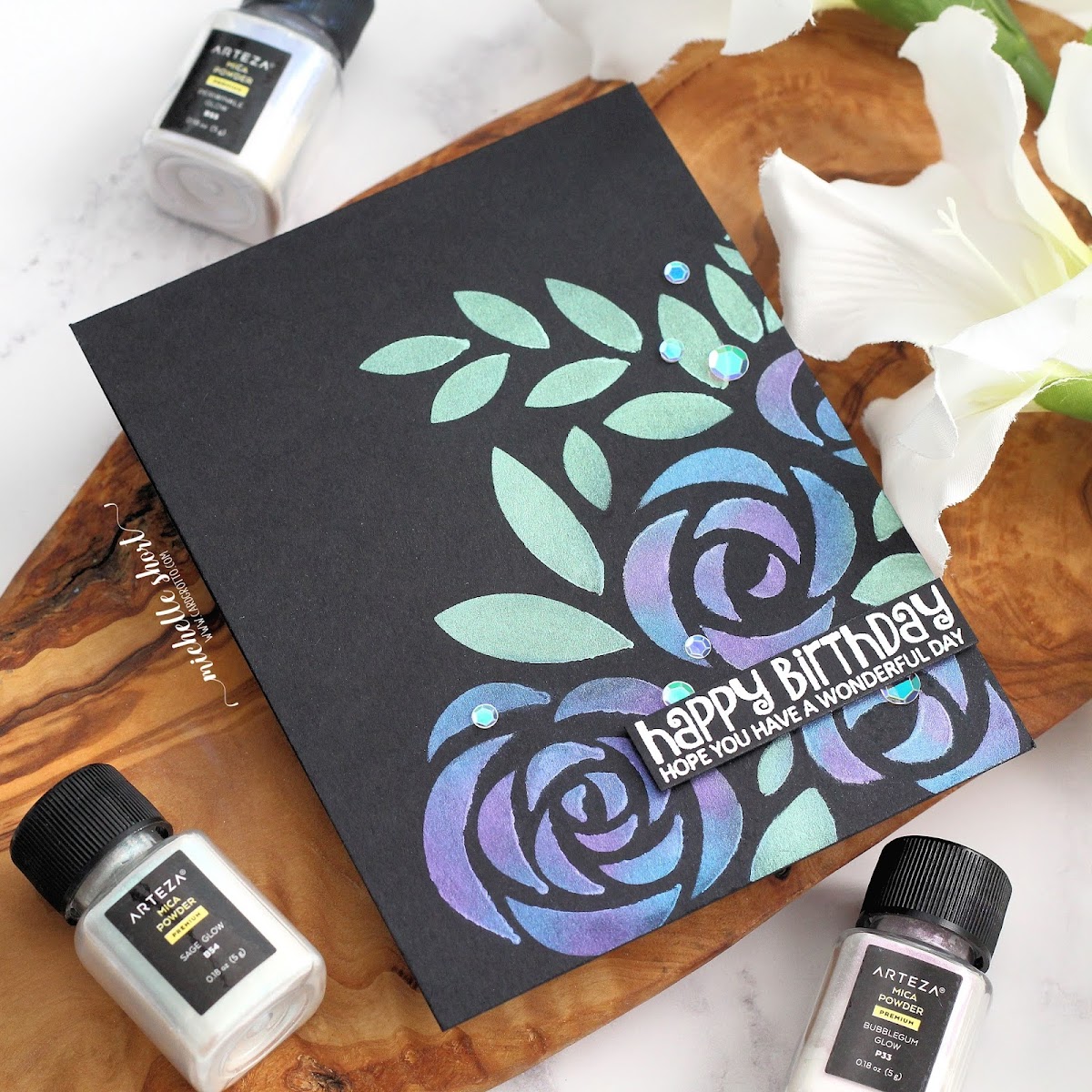 The Card Grotto VIDEO Mica Powder With Stencils + Giveaway