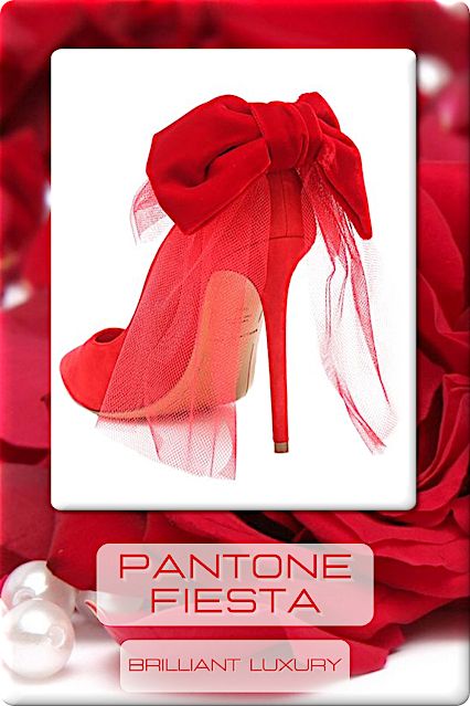 ♦Pantone Fashion Color Fiesta #pantone #fashioncolor #shoes #bags #red #brilliantluxury