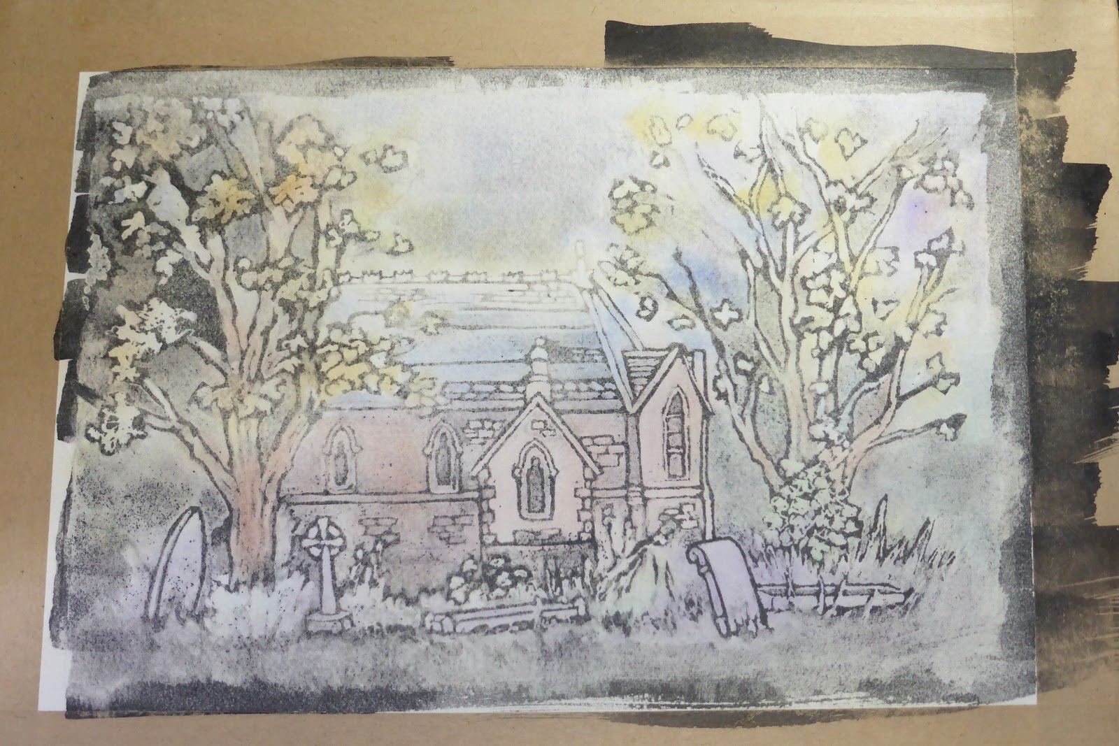 Paper, paint and print Recent gouache and ink resist painting