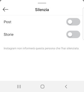 Impostazioni del menù per Android Silenzia