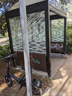 Bus shelter with all appropriate glass